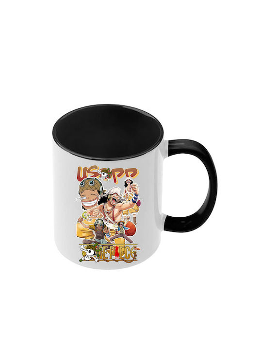 Чаша One Piece с черна дръжка и черна вътрешност