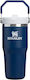 Stanley Iceflow Flip Handled Tumbler Θερμός BPA Free 410ml Dark Navy με Καλαμάκι και Λαβή