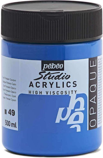 Studio Acrylic Paint Studio Acrylics 500ml Pébéo 49 Opaque Primary Cyan