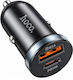 Hoco Exclusive Φορτιστής Αυτοκινήτου Hoco Lightweight 30w Usb-c Pd30w + Usb-a 18w Qc3.0a Μαύρος Dz19 Scenery