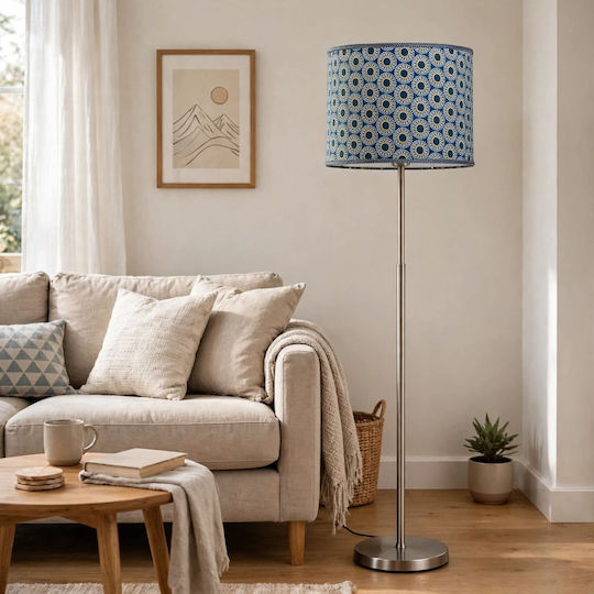 Blue Circles Floor Lamp H35xL25cm with E27 Lamp Holder Blue
