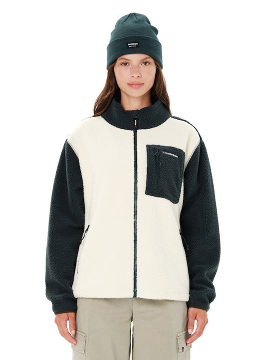 Emerson Fleece Γυναικεία Ζακέτα με Φερμουάρ Λευκή