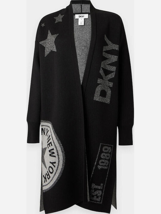 Long Women's Knitted Cardigan Black