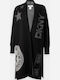 Long Women's Knitted Cardigan Black