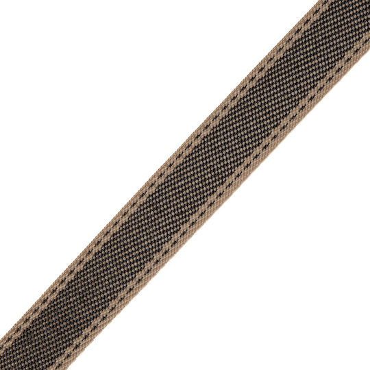Diagonal Polyester Ribbon Beige Grey Grey Stitches 1.6 cm per Meter
