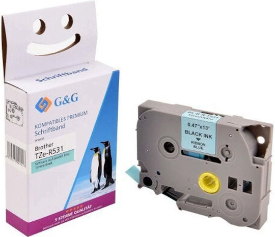 G&G Label Maker Tape 4m x 12mm in Black Compatible with Brother TZe/TZ