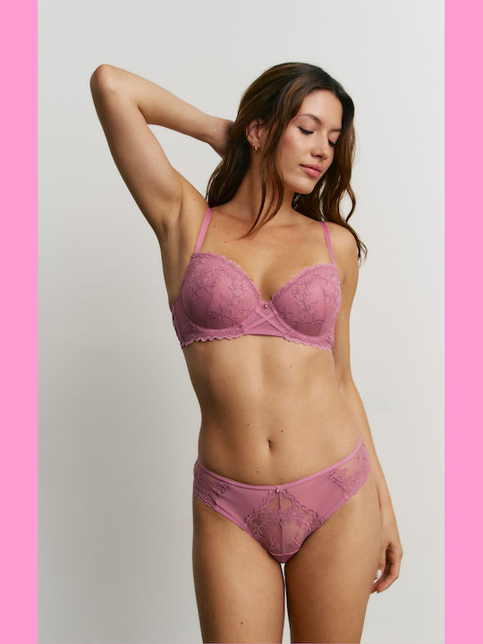 Promise Pink Lace Bra and Slip Lingerie Set