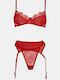 Decoro Rotes Dessous-Set aus Spitze mit Slip