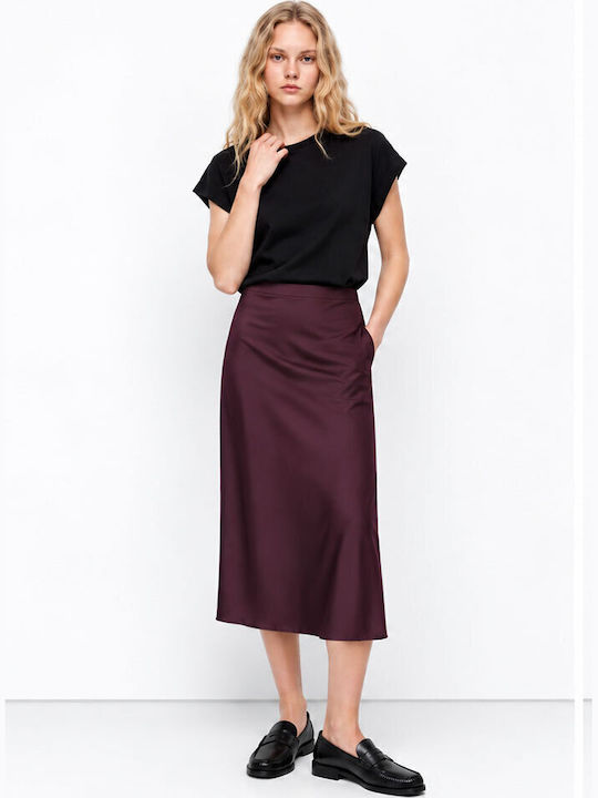 Tiffosi Midi Burgundy Cloche Skirt