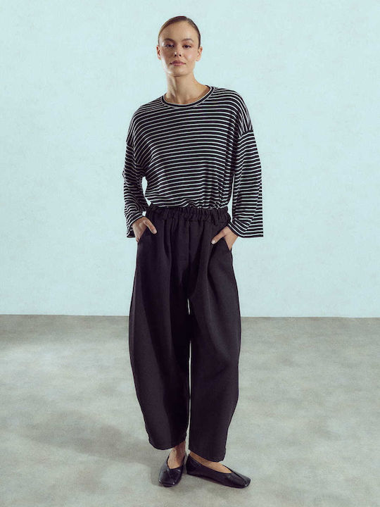 Celestino Pantaloni Dama Balloon Loose Fit Negri