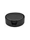 Ankor Round Artificial Leather Coaster with Stand Black 10cm 6 Pieces