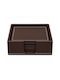 Ankor Artificial Leather Coasters with Brown Stand 10x10cm 6 Pcs
