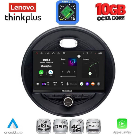 Lenovo Auto-Audiosystem für Mini Cooper / Clubman / Roadster / Countryman BMW X2 / X6 (Bluetooth/USB/WiFi/GPS/Apple CarPlay/Android Auto) mit 9-Zoll-Touchscreen
