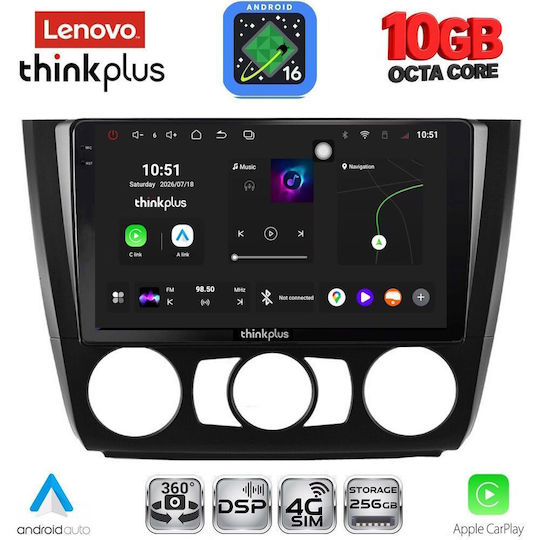 Lenovo Sistem Audio Auto pentru BMW Seria 1 / X2 / X6 2004-2013 cu Aer Condiționat (Bluetooth/USB/WiFi/GPS/Apple-Carplay/Android-Auto) cu Ecran Tactil de 9"