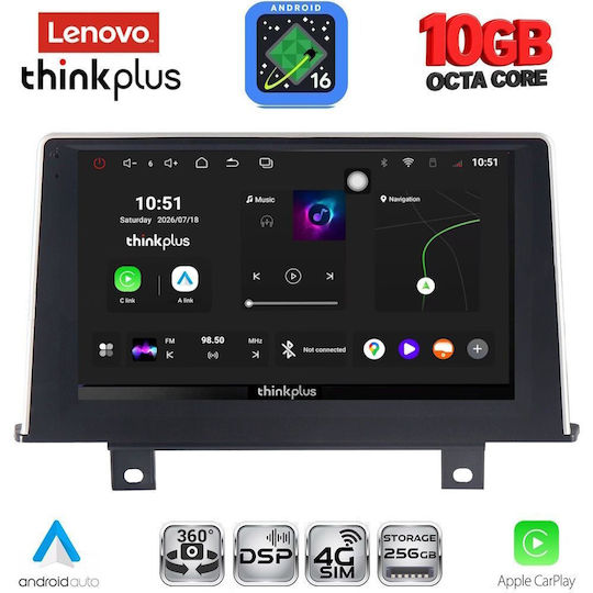 Lenovo Sistem Audio Auto pentru BMW Seria 1 / X2 / X6 2011-2016 (Bluetooth/USB/WiFi/GPS/Apple-Carplay/Android-Auto) cu Ecran Tactil de 9"