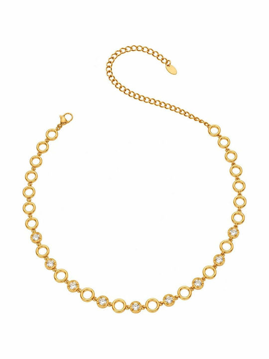 Charmy Choker in Gold Plated Steel with Zircon