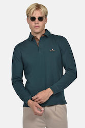 Berto Lucci Long-Sleeve Petrol Blue Polo Shirt Berto Lucci Long-Sleeve Petrol Blue Polo Shirt
