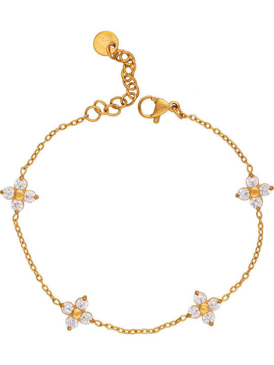 Excite-Fashion Women's Gold Plated Stainless Steel Bracelet with Zircon