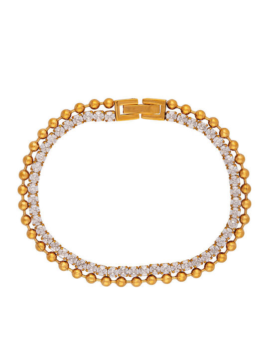 Excite-Fashion Women's Gold-Plated Steel Chain Bracelet with Zircon