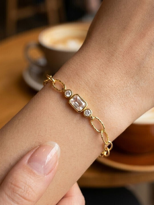 Grekas Women's Gold-Plated Silver Bracelet with Zircon 18cm
