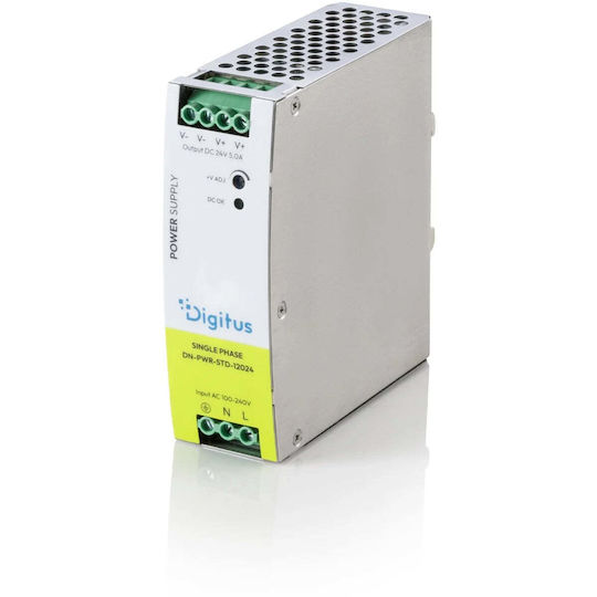 Digitus Sursă de Alimentare Industrială 24 V DC 5 A 120 W AC-DC Carcasă Metalică Montare pe Șină DIN