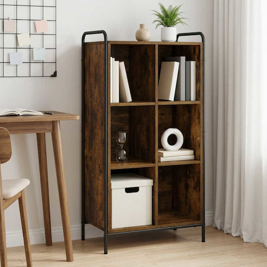 Bibliotecă din lemn de stejar afumat 57x33x111 cm