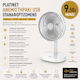 Platinet Tragbarer Wiederaufladbarer USB-Handventilator mit Abnehmbarem Standfuß, 3 Geschwindigkeiten und 4000-mAh-Akku – Weiß