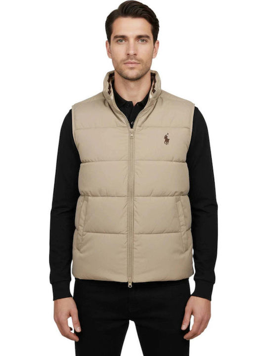 Sleeveless Beige Puffer Jacket