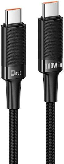 Hoco Braided Cable USB-C Male - USB-C 100W PD Black 1.2m HOC-677233