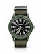 Women's 41mm Battery-Powered Watch with Green Fabric Strap