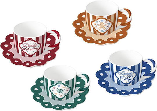 Bialetti Set Kaffeetassen aus Weißem Porzellan 80 ml 4 Stück