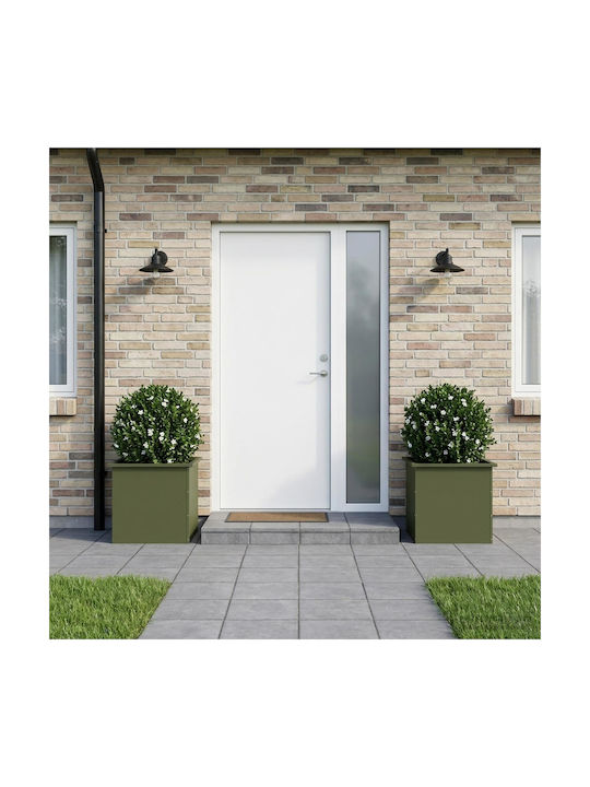 vidaXL Set of 2 Metal Planter Boxes Olive Green...