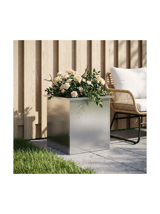 vidaXL Ζαρντινιέρα Μεταλλική Ασημί 50x50x48εκ.
