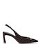 Spitze Pumps aus braunem Wildleder
