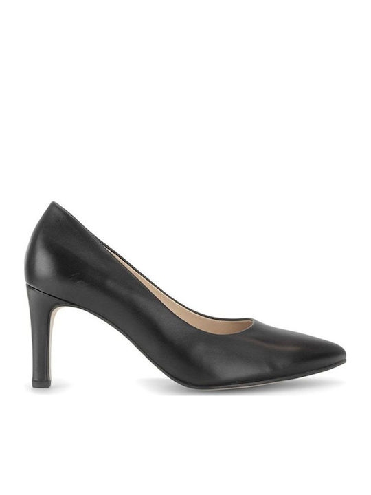 Schwarze Spitze Lederpumps
