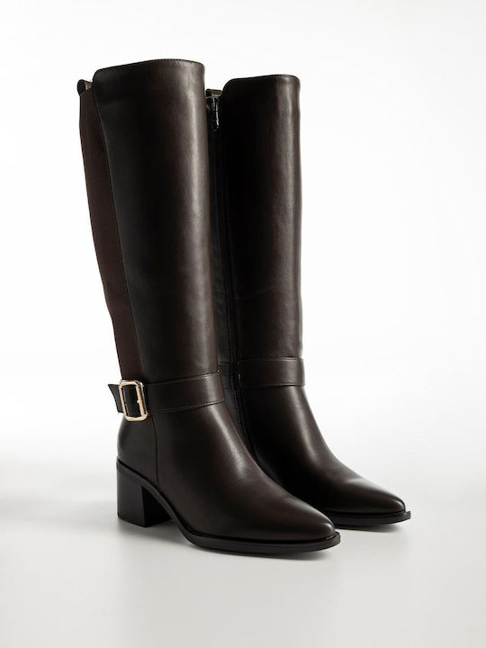 Women's Boots with Medium Heel Brown X27-301-3029-BROWN