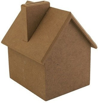 House-Shaped Money Box Wooden MDF 12x13x4cm