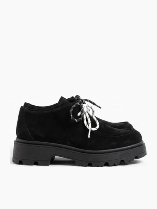 Suede Γυναικεία Loafers σε Μαύρο Χρώμα