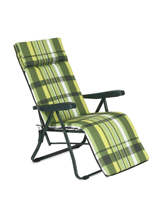 Wooden Deckchair with Arms Green 105x59x42cm