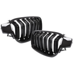 Bmw 3 F30 F31 11-15 Sedan Wagon Grilles Between Headlights Kidneys Left + Right Set Black Glossy Double Bar Bmw 3 F30 F31 11-15 Sedan Wagon Grilles Between Headlights Kidneys Left + Right Set Black Glossy Double Bar