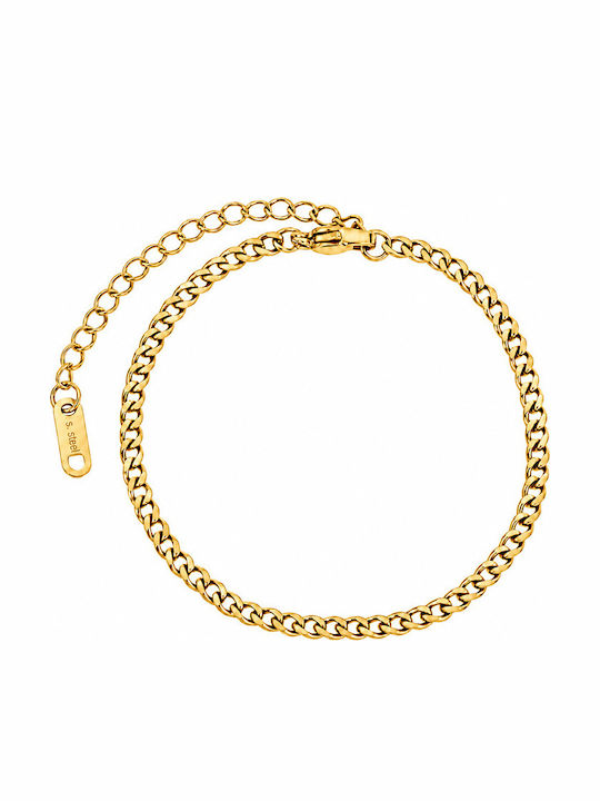 Theodora's Jewellery Brățară Cubană din Oțel Inoxidabil Placată cu Aur Jt-B052-Auriu