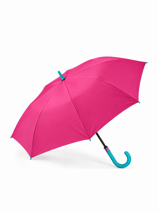 Windproof Automatic  Umbrella with Walking Stick Pink