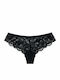 Damen-Brazil-Slip mit Spitze Schwarz