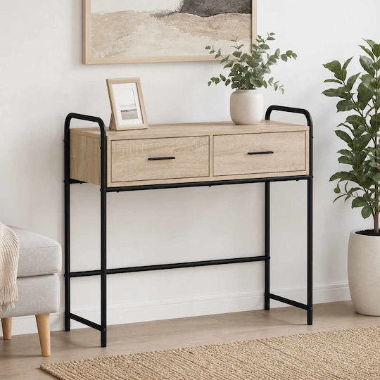 Console Table in Sonoma Oak Wood & Metal L90xW33xH80.5 cm