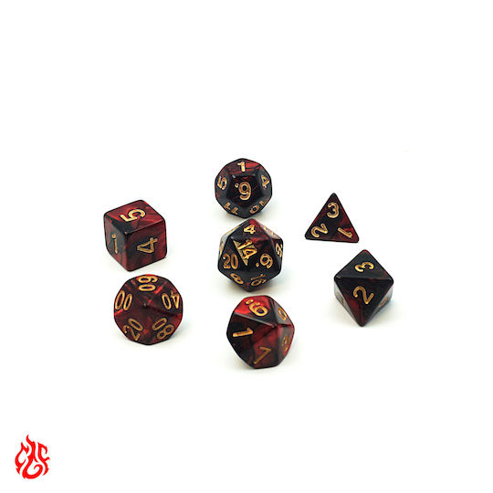 Set de Zaruri Bicolore Roșii și Negre cu Săculeț, Set de Zaruri Acrilice pentru RPG, Dungeons & Dragons, Pathfinder și Wargames