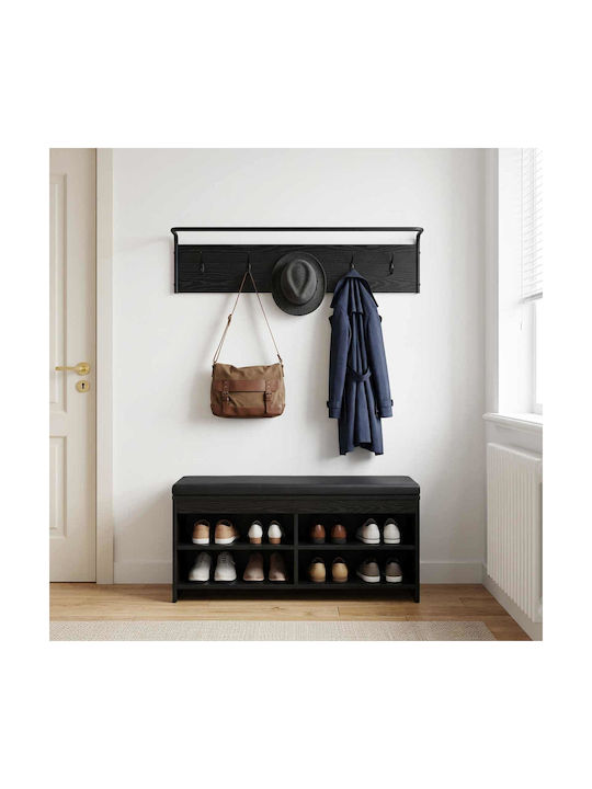 vidaXL Wandgarderobe Holz Schwarz 100x25x30 cm
