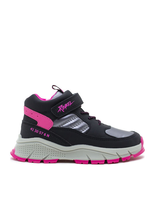 Sneakers pentru copii, înalte, negre