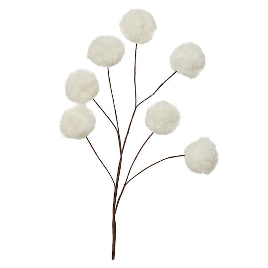 Decoris Ramură Decorativă de Crăciun, Lungime 69 cm, Albă