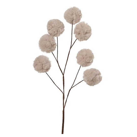 Decoris Ramură Decorativă de Crăciun, Lungime 69 cm, Bej