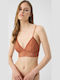 Triangular Women's Bralette with Removable Padding in Terracotta Shade